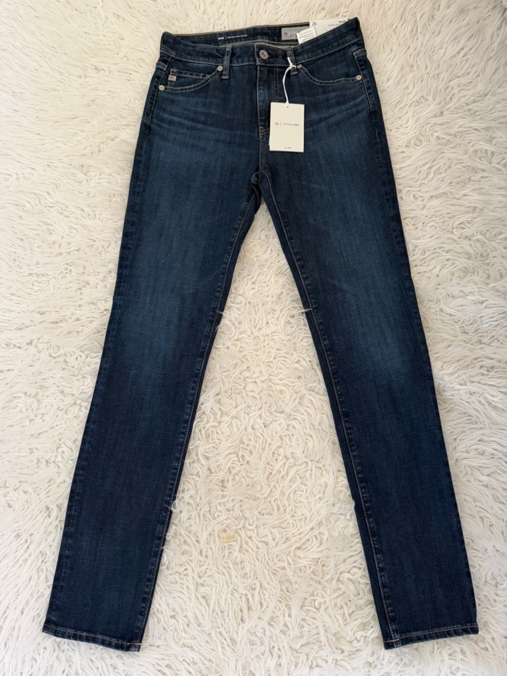 Ag Adriano Goldschmied Dark Indigo Mari Mid Rise Slim Straight Jeans